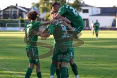 Totopokal- Saison 2023/2024 - SV Manching  - VFB Eichstätt - Der 1:0 Führungstreffer durch Fabian Neumayer (Nr.9 - SV Manching) - jubel - Selim Akdeniz (Nr.14 - SV Manching) - Foto: Meyer Jürgen