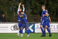 Kreisliga - Saison 2023/2024 - FC Gerolfing - TSV Ober/Unterhaunstadt - Der 2:1 Anschlusstreffer per Freistoß durch Ramazan Kurnaz blau Oberhaunstadt  jubel - Foto: Meyer Jürgen