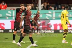 3. Liga; FC Ingolstadt 04 - Borussia Dortmund II; Tor ungültig Julian Kügel (31, FCI) Torwart Lotka Marcel (35 BVB2) Benjamin Kanuric (8, FCI) ärgert sich