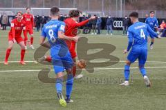 A - Junioren Bundesliga Süd/Südwest -  Saison 2021/2022 - FC Ingolstadt 04 - Heidenheim - Causevic Benjamin (#17 FCI) schiesst auf das Tor - Haller Noah blau #4 Heidenheim -  Foto: Meyer Jürgen