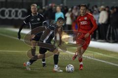 2023_11_24 - Bayernliga Nord - Saison 2023/24 - FC Ingolstadt 04 II - DJK Gebenbach - Aurel Kuqanaj rot FCI - Patrick Hofmann #6 Gebenbach - Marco Geier #16 Gebenbach - Foto: Meyer Jürgen