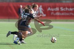 2. Bundesliga Frauen - Saison 2024/25 - FC Ingolstadt 04 Frauen - SC Sand - Stefanie Reischmann (Nr.24 - FCI Frauen) - Pija Reininger (Nr.21 - FCI Frauen) - Bantle Alina weiss Sand - Foto: Meyer Jürgen