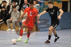 Lotto - Hallen - Bayerncup -  Saison 2022/2023 - FC Fatih Ingolstadt - SV Manching - Halbfinale - Alen Patak #10 Fatih schießt ein Tor — Jubel -  Enis Kuqanaj schwarz Manching -  Foto: Meyer Jürgen