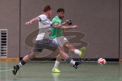 Hallenturnier Ingolstadt Nord - Saison 2024/25 - MBB SG MAnching - FC Fatih Ingolstadt  - Sebastian Rudkowski grün Fatih - Julian Lettenbauer weisss Manching - Foto: Meyer Jürgen