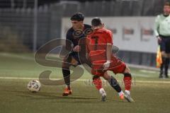 *** Bayernliga Nord - Saison 2025/26 - FC Ingolstadt 04 II - ASV Neumarkt - Ognjen Draculic (Nr.9 - FC Ingolstadt II) - Selim Mjaki rot Neumarkt - Foto: Meyer Jürgen