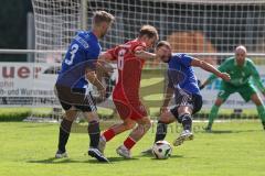 Kreisliga - Saison 2025/26- TSV Kösching - FC Mindelstetten - Der 1:0 Führungstreffer durch Sebastian Schneeberger rot Kösching - jubel - - Michael Betz blau Mindelstetten - Foto: Meyer Jürgen