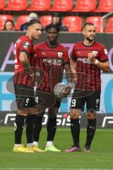 3.Liga - Saison 2022/2023 - FC Ingolstadt 04 -  - SV Waldhof-Mannheim - David Kopacz (Nr.29 - FCI) - Patrick Schmidt (Nr.9 - FCI) - Hans Nunoo Sarpei (Nr.14 - FCI) Foto: Meyer Jürgen