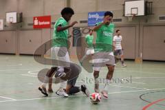 Hallenturnier Ingolstadt Nord - Saison 2024/25 - MBB SG MAnching - FC Fatih Ingolstadt  - Ali Erbas weisss Manching - Faniel Brhane grün Fatih links- Foto: Meyer Jürgen