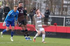 3. Liga - Saison 2023/24 - Testspiel - 1. FC Nürnberg - FC Ingolstadt 04 - Sebastian Gronning (Nr.11 - FCI) - schiesst vorbei - Torwart Reichert Jan Nürnberg - Foto: Meyer Jürgen