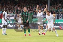 3.Liga - Saison 2023/2024 - Preußen Münster - FC Ingolstadt 04 - Der 0:1 Führungstreffer durch Jannik Mause (Nr.7 - FCI) - jubel - Ryan Malone (Nr.16 - FCI) - Julian  Klügl (Nr.31 - FCI) - Daouda Beleme (Nr.9 - FCI) -  - Foto: Meyer Jürgen
