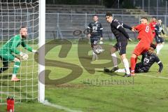 Bayernliga Süd - Saison 2022/2023 - FC Ingolstadt 04 -  VFB Hallbergmoos - Der 1:1 Ausgleichstreffer durch Udogu David (Nr.2 - Fc Ingolstadt 04 II) - Jubel - Gashi Egson (Nr.9 - Fc Ingolstadt 04 II) - Carl Opitz schwarz Hallbergmoos - Dominic Dachs Torwar