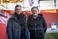 2.BL; FC Ingolstadt 04 - Dietmar Beiersdorfer, neuer Geschäftsführers Sport und Kommunikation, Pressekonferenz, Karl Meier, Vorsitzender des Aufsichtsrats (FCI) und Geschäftsführers Dietmar Beiersdorfer (FCI Sport Kommunikation) im Stadion