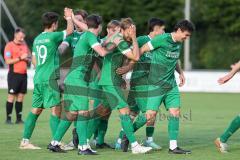 Bezirksliga - Saison 2025/26 - FC Gerolfing - TSV Ober./Unterh.stadt - Der 1:0 Führungstreffer durch Max Seitle grün Gerolfing - Foto: Meyer Jürgen