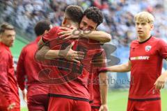 3. Liga; MSV Duisburg - FC Ingolstadt 04; Tor Jubel Treffer 0:1 durch Davide Sekulovic (33, FCI) Marcel Costly (22, FCI)