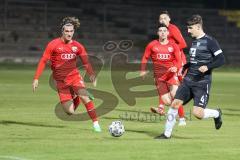 Bayernliga Süd - Saison 2022/2023 - FC Ingolstadt 04 -  VFB Hallbergmoos - Juan Ignacio Cabrera rot FCI - Carl Opitz schwarz Hallbergmoos - Foto: Meyer Jürgen