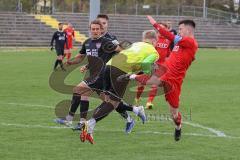 Bayernliga Süd - Saison 2021/2022 - FC Ingolstadt 04 II - TürkAugsburg - Senger Michael (#21 FCI) - Leon Musial Torwart Augsburg - Foto: Meyer Jürgen