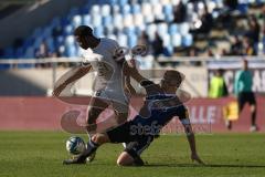 2024_1_27 - 3. Liga - Saison 2023/24 - 1. FC Saarbrücken - FC Ingolstadt 04 -  - Bryang Kayo (Nr.48 - FC Ingolstadt 04) - Manuel Zeitz (Nr.8 - 1. FC Saarbrücken) - Foto: Meyer Jürgen