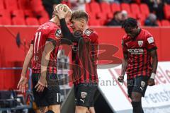 3. Liga; FC Ingolstadt 04 - Hallescher FC; Tor Jubel Treffer Tobias Bech (11, FCI), Denis Linsmayer (23, FCI) Hans Nunoo Sarpei (18 FCI)