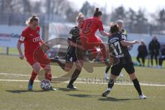 2. Frauen-Bundesliga Süd - Saison 2020/2021 - FC Ingolstadt 04 - FC Würzburger Kickers - Der 2:0 Führungstreffer durch Maier Ramona rot FCI - jubel - Heim Vanessa rot FCI in der Luft - Neufeld Christine schwarz Würzburg - Foto: Meyer Jürgen