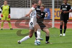 2. Fußball-Liga - Frauen - Saison 2023/2024 - Freundschaftsspiel - FC Ingolstadt 04 - SCR Altach - Maliha Isabelle schwarz FCI - Vera Ellgas weis Altach - Foto: Meyer Jürgen