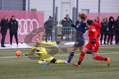 2. Fußball-Liga - Frauen - Saison 2022/2023 - FC Ingolstadt 04 - 1. FC Köln II - Der 1:2 Anschlusstreffer durch Schmittmann Katharina (Nr.20 - FC Ingolstadt 04 ) - Jubel - Nieselt Charleen #20 Köln - Kammer Kristin Torwart Köln - Foto: Meyer Jürgen