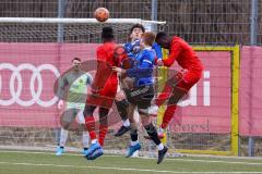 A - Junioren Bundesliga Süd/Südwest -  Saison 2021/2022 - FC Ingolstadt 04 - 1. FC Saarbrücken - Madougou Ibrahim (#9 FCI) - Nduka Donald (#4 FCI) - Hartz Elias Torwart Saarbrücken - Foto: Meyer Jürgen