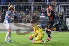 3. Liga; TSV 1860 München - FC Ingolstadt 04; Sebastian Grönning (11, FCI) Torchance verpasst Hiller Marco (1 TSV) kommt zum Ball, Verlaat Jesper (4 TSV)