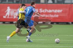 2024_2_17 - Saison 2023/24 - AUDI-Schanzer Amateur Cup - SV Hundszell - FC Hitzhofen/Oberzell  - Halbfinale 1 - Patrick Schwarz gelb Hitzhofen - Martin Kusche blau Hundszell - Foto: Meyer Jürgen