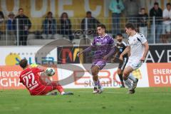 Toto-Pokal; SV Wacker Burghausen - FC Ingolstadt 04; Emre Gül (5, FCI) scheitert an Noel Kaiser (22 SVWB)