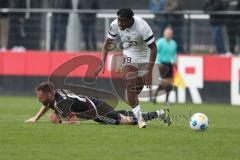 3. Liga - Saison 2023/24 - Testspiel - 1. FC Nürnberg - FC Ingolstadt 04 - Hübner Florian (#19 Nürnberg) - Bryang Kayo (Nr.48 - FCI) - Foto: Meyer Jürgen