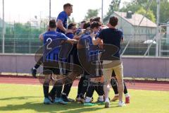 Kreisliga - Saison 2022/2023 - DJK Ingolstadt - SV Sandersdorf - Der 1:2 Führungstreffer durch Michael Detling blau Sandersdorf - jubel - Foto: Meyer Jürgen