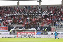 2.BL; FC Ingolstadt 04 - Werder Bremen, Spruchband blaues Trikot Fans Fankurve