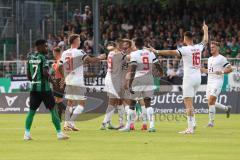 3.Liga - Saison 2023/2024 - Preußen Münster - FC Ingolstadt 04 - Der 0:1 Führungstreffer durch Jannik Mause (Nr.7 - FCI)- jubel -  - Foto: Meyer Jürgen