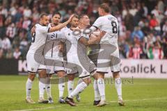 3. Liga; Energie Cottbus - FC Ingolstadt 04; Tor Jubel Treffer Yannick Deichmann (20, FCI) 1:2 Pascal Testroet (37, FCI) David Kopacz (29, FCI) Mladen Cvjetinovic (19, FCI) Benjamin Kanuric (8, FCI)