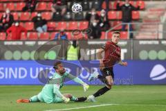 Relegation 1 - FC Ingolstadt 04 - VfL Osnabrück - Tor Jubel, Dennis Eckert Ayensa (7, FCI) überwindet Torwart Kühn Philipp (22 VfL) zum 3:0