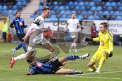 3. Liga; SV Waldhof Mannheim - FC Ingolstadt 04 - Torchance verpasst Jannik Mause (7, FCI) Riedel Julian (3 SVWM) Torwart Bartels Jan-Christoph (1 SVWM)