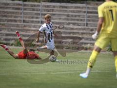 Bayernliga Nord - Saison 2026/27 - FC Ingolstadt 04 II - Jahn Regensburg II - Manuel Distl (Nr.9 - FCI II) - Julio Peutner TW Regensburg - Foto: Meyer Jürgen