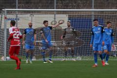 2.BL; Testspiel; FC Ingolstadt 04 - Würzburger Kickers; Tor für Würzburg 0:1, Torwart Dejan Stojanovic (39 FCI) enttäuscht, Nico Antonitsch (5, FCI) Nils Roeseler (13, FCI) Thomas Keller (27, FCI) Denis Linsmayer (23, FCI) hängende Köpfe