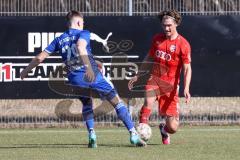 Bayernliga Süd - Saison 2022/2023 - FC Ingolstadt 04 - FC Deisenhofen - Juan Ignacio Cabrera (Nr.27 - FCI II) - Nikolaos Gkasimpagiazov blau Deisenhofen - Foto: Meyer Jürgen