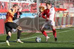 2024_1_20 - 3. Liga - Saison 2023/24 - HallescherFC - FC Ingolstadt 04 -  - Benjamin Kanuric (Nr.8 - FC Ingolstadt 04) - Behrendt Brian (Nr.3 - HallescherFC ) - Foto: Meyer Jürgen