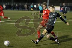 2023_11_24 - Bayernliga Nord - Saison 2023/24 - FC Ingolstadt 04 II - DJK Gebenbach - Jeroen Krupa rot FCI - Fabian Vogl schwarz Gebenbach - Foto: Meyer Jürgen