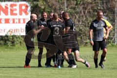 Kreisklasse - Saison 2023/2024 - GW Ingolstadt - FC Gelbelsee - Der 1:0 Führungstreffer per Freistoß durch #27 schwarz Semih Soysal GW Ing - jubel - Ubeyd Demirkol
 #22 GW Ing -  Foto: Meyer Jürgen