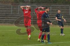 Bayernliga Süd - Saison 2021/2022 - FC Ingolstadt 04 II - TSV 1860 München II - Gashi Egson (#7 FCI) - Meikis Fabio (#19 FCI) nach einer vergebenen Chance - Enttäuscht - Foto: Meyer Jürgen