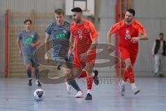 Lotto - Hallen - Bayerncup - Oberbayern -  Saison 2022/2023  - FC Fatih Ing - TSV Murnau - 2:1 - Mehmet Sin #9 rot Fatih - Luis Zehetmeier grau Murnau - Foto: Meyer Jürgen