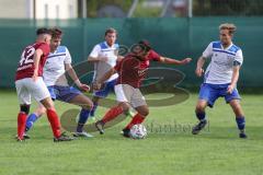 Kreisliga - Saison 2023/2024 - Türk SV Ingolstadt - TSV Mümchsmünster - Melih Soysal rot Türk SV #52 - Maximilian Anthofer weiss M-münster rechts - Baha Asici #42 rot Türk Sv - Foto: Meyer Jürgen