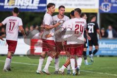 Toto Pokal; TSV Landsberg - FC Ingolstadt 04; Elfmeter Julian Kügel (29, FCI) trifft zum Tor Jubel Treffer 4:7 Max Besuschkow (17, FCI) Emre Gül (5, FCI) Simon Lorenz (32, FCI)
