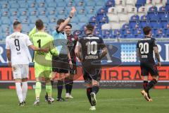 3. Liga - SV Wehen Wiesbaden - FC Ingolstadt 04 - Foul, Kuhn Moritz (20 SVW) an Merlin Röhl (34, FCI) rote Karte