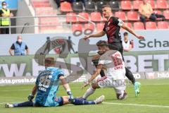 2.BL; FC Ingolstadt 04 - 1. FC Nürnberg - Torchance vorbei, Stefan Kutschke (30, FCI) Torwart Mathenia Christian (26 , 1.FCN) Schindler Christopher (16 , 1.FCN)