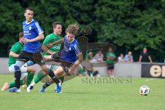 Sparkassenpokal - DJK Ingolstadt - FC Gerolfing - Tom Staudenmeier blau DJK Ingolstadt wird gefoult durch Lukas Schuwirth grün Gerolfing - Foto: Jürgen Meyer