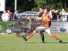 Relegation zur Kreisklasse - Saison 2025/26 - TSV Gaimersheim II - SC Irgertsheim  - Simon Gelbmann schwarz Gaimersheim - Felix Hanczar orange Irgertsheim - Foto: Meyer Jürgen